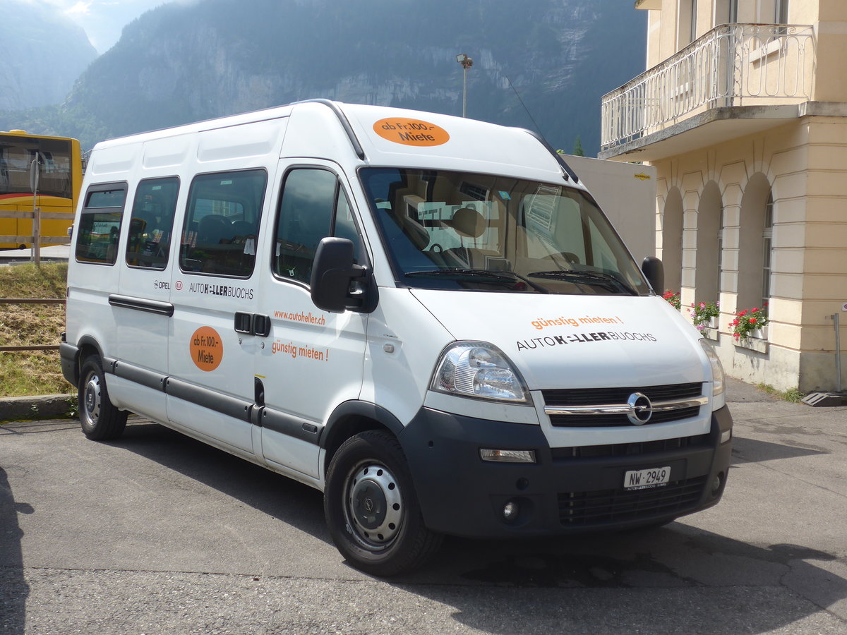 (207'677) - Keller, Buochs - NW 2949 - Opel am 9. Juli 2019 beim Bahnhof Grindelwald