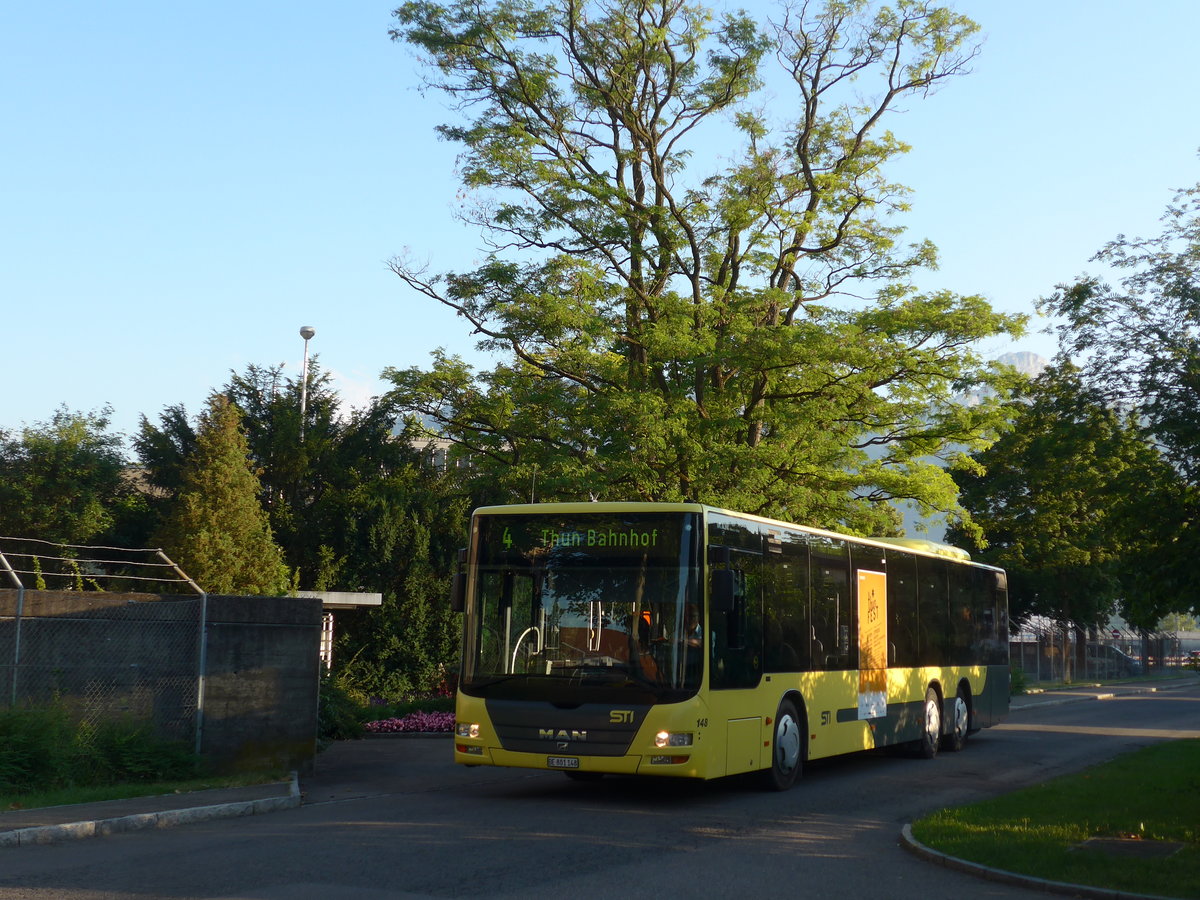 (207'973) - STI Thun - Nr. 148/BE 801'148 - MAN am 19. Juli 2019 in Thun-Lerchenfeld, Feuerwerkerstrasse