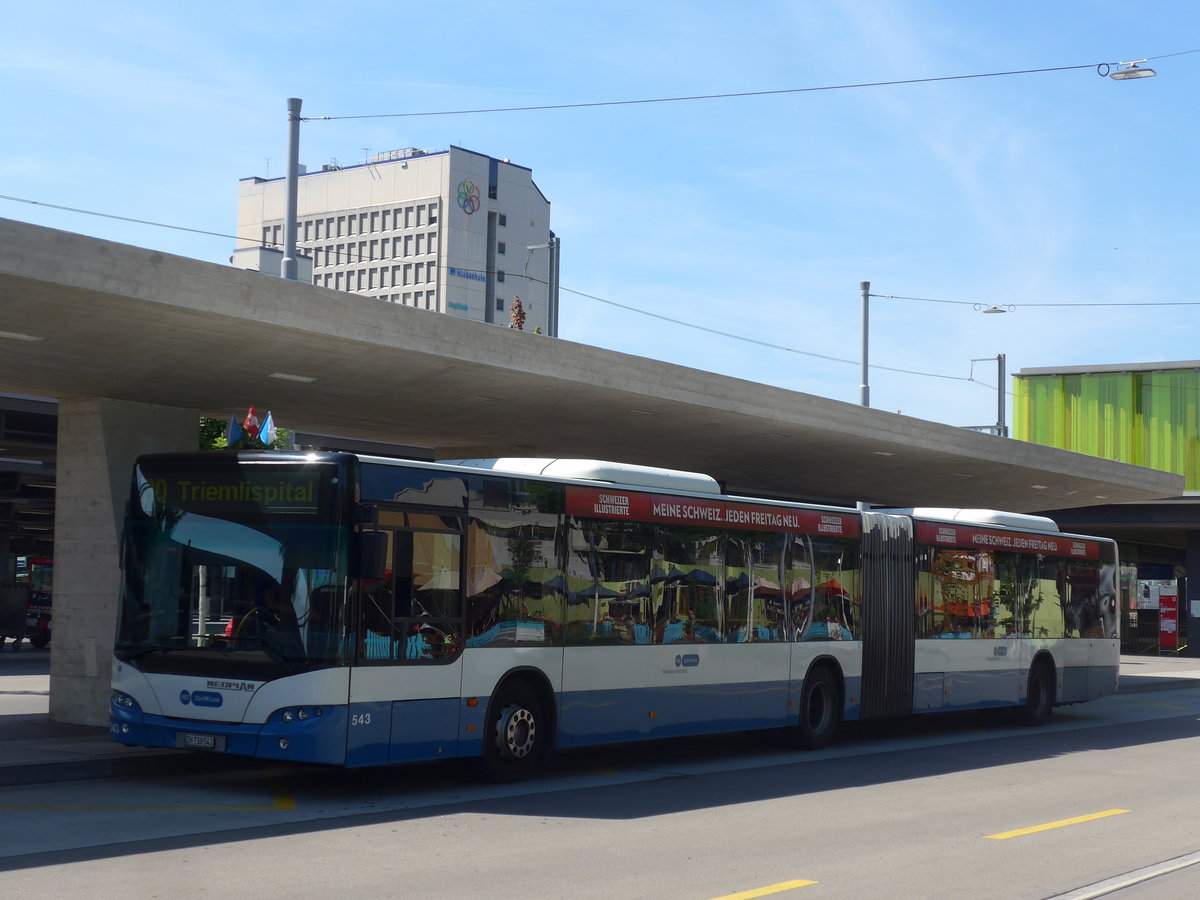 (208'242) - VBZ Zrich - Nr. 543/ZH 730'543 - Neoplan am 1. August 2019 beim Bahnhof Zrich-Oerlikon