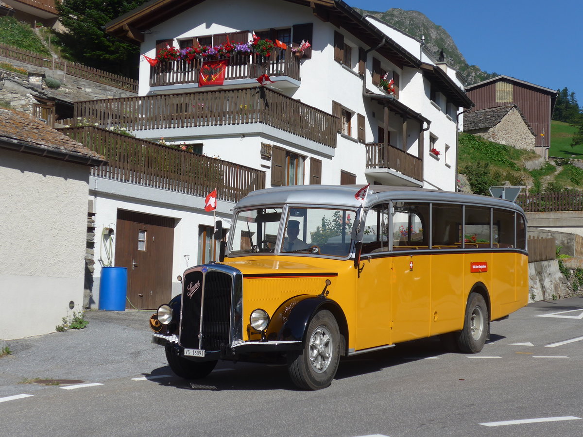 (208'302) - Bonnard, Ayer - VS 16'091 - Saurer/Hess (ex APN Genve; ex Baumgartner, Grenchen; ex P 23'009; ex P 2031) am 3. August 2019 in Simplon Dorf, Post