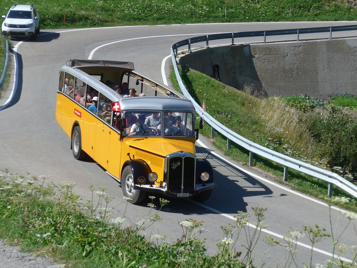 (208'364) - Bonnard, Ayer - VS 16'091 - Saurer/Hess (ex APN Genve; ex Baumgartner, Grenchen; ex P 23'009; ex P 2031) am 3. August 2019 bei Simplon Dorf