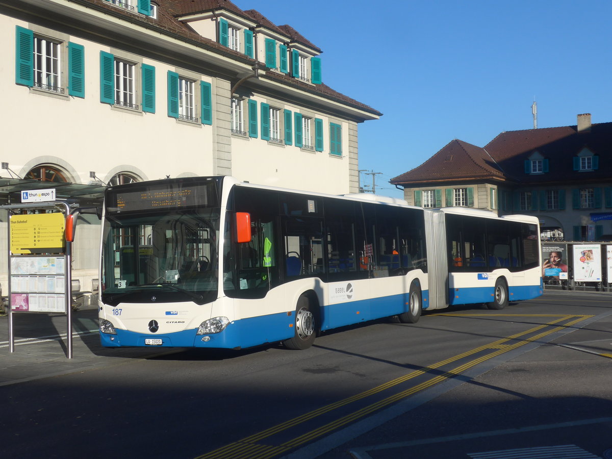 (208'971) - VBL Luzern - Nr. 187/LU 15'020 - Mercedes am 18. August 2019 beim Bahnhof Thun