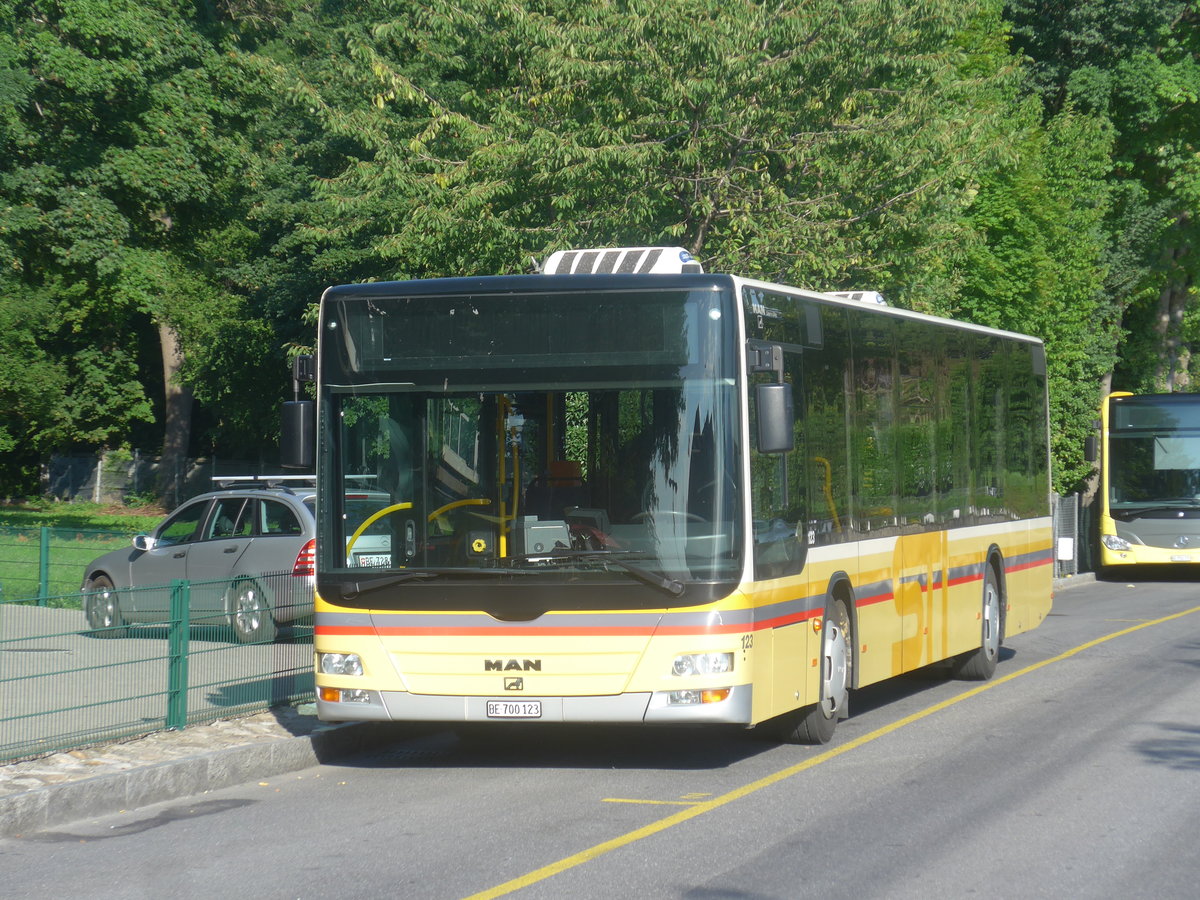 (209'044) - STI Thun - Nr. 123/BE 700'123 - MAN am 18. August 2019 bei der Schifflndte Thun