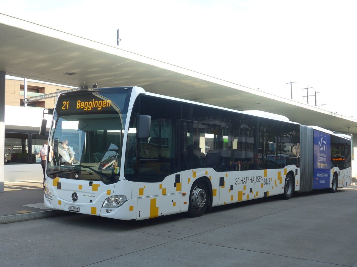 (209'537) - SB Schaffhausen - Nr. 1/SH 12'501 - Mercedes am 14. September 2019 beim Bahnhof Schaffhausen