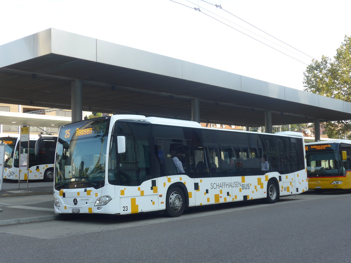 (209'538) - SB Schaffhausen - Nr. 23/SH 54'323 - Mercedes am 14. September 2019 beim Bahnhof Schaffhausen