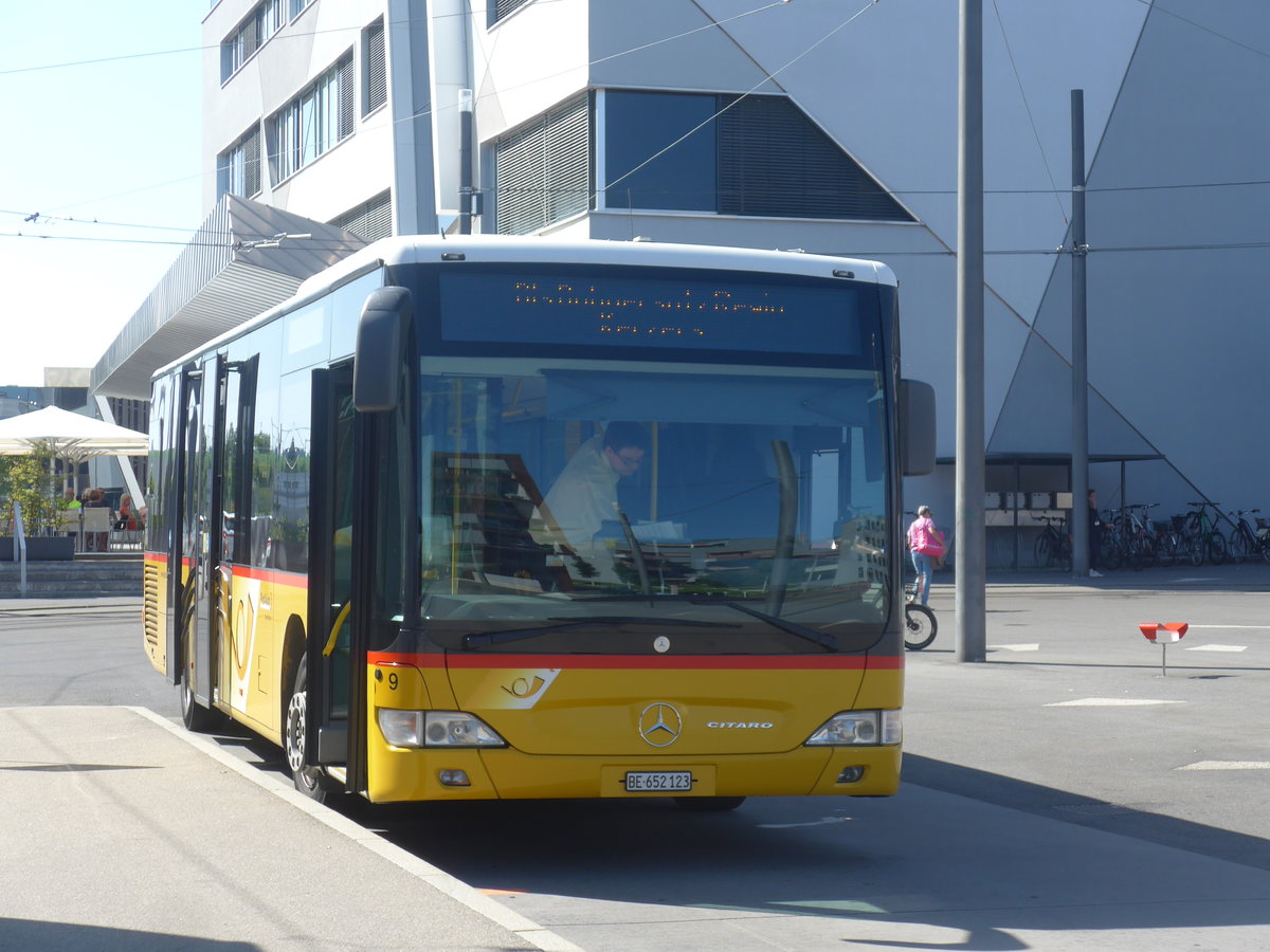 (209'654) - PostAuto Bern - Nr. 9/BE 652'123 - Mercedes (ex Klopfstein, Laupen Nr. 9) am 15. September 2019 beim Bahnhof Bern Brnnen Westside