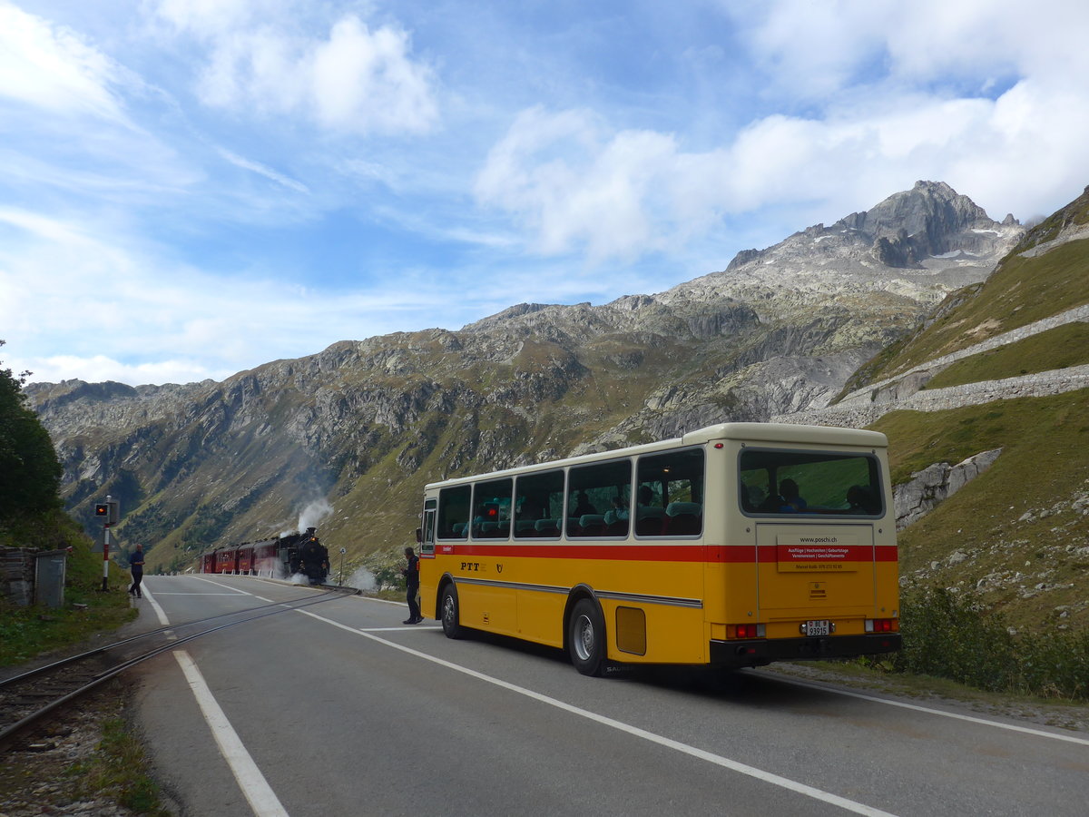 (209'787) - Kolb, Grasswil - Nr. 3/BE 93'915 - Saurer/R&J (ex Schmocker, Stechelberg Nr. 3; ex Schmocker, Stechelberg Nr. 1; ex Gertsch, Stechelberg Nr. 1) am 22. September 2019 bei Oberwald