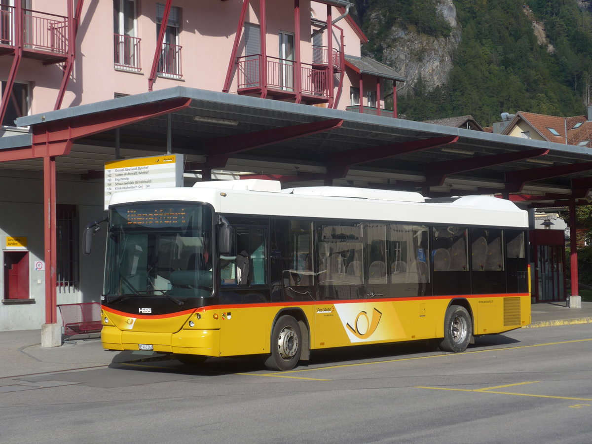 (209'806) - PostAuto Bern - BE 401'568 - Scania/Hess (ex AVG Meiringen Nr. 68; ex AVG Meiringen Nr. 59; ex Steiner, Messen) am 22. September 2019 in Meiringen, Postautostation