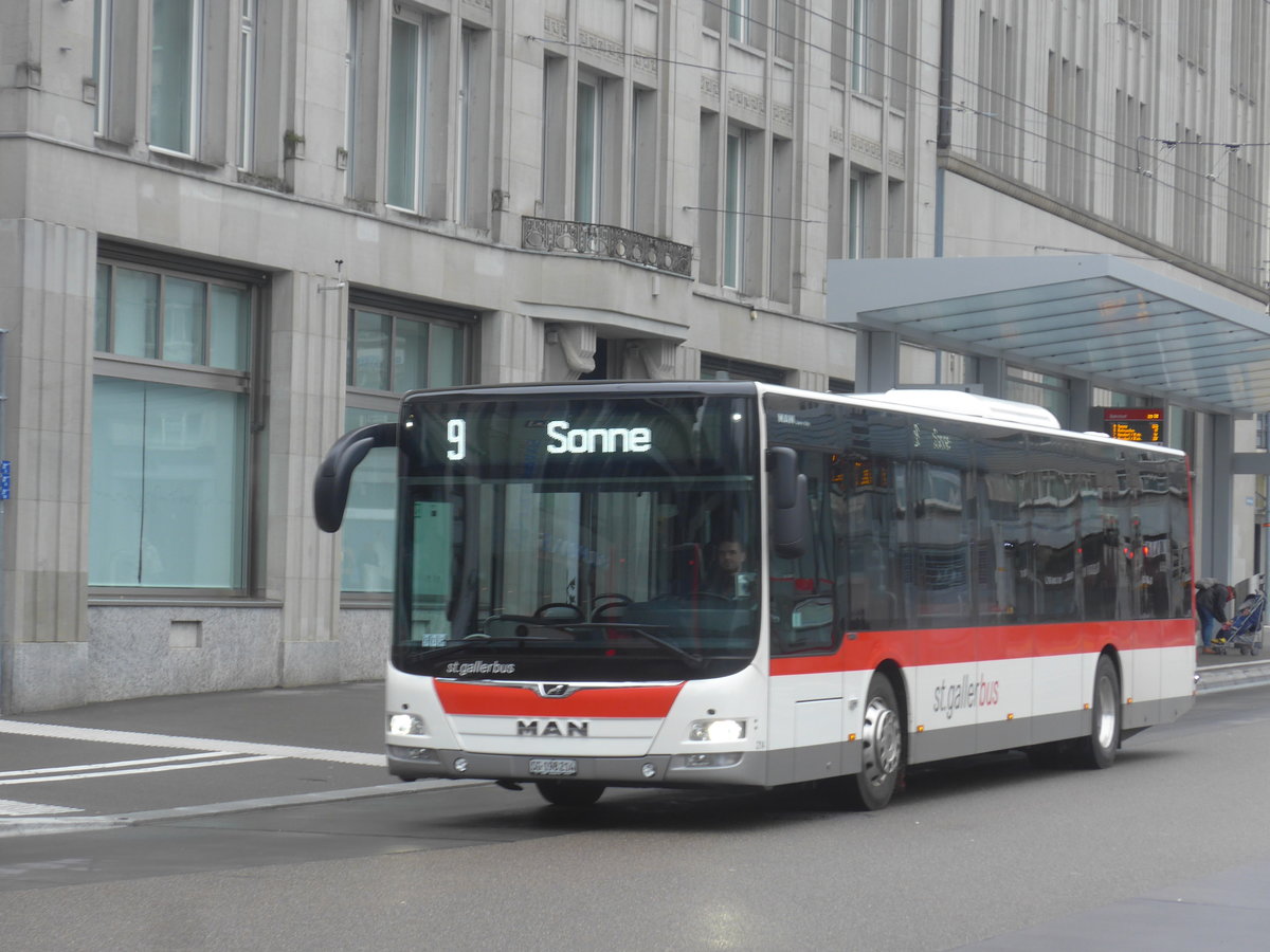 (209'944) - St. Gallerbus, St. Gallen - Nr. 214/SG 198'214 - MAN am 6. Oktober 2019 beim Bahnhof St. Gallen