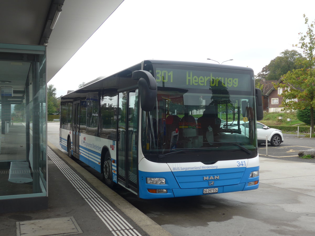 (209'968) - BSW Sargans - Nr. 341/SG 297'514 - MAN am 6. Oktober 2019 beim Bahnhof Altsttten