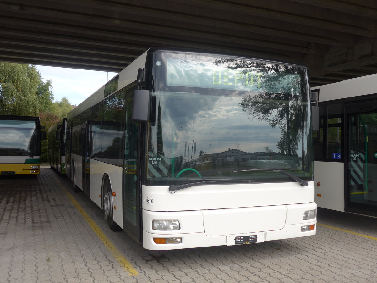 (210'249) - Interbus, Yverdon - Nr. 60 - MAN (ex transN, La Chaux-de-Fonds Nr. 205; ex TN Neuchtel Nr. 205) am 12. Oktober 2019 in Kerzers, Murtenstrasse