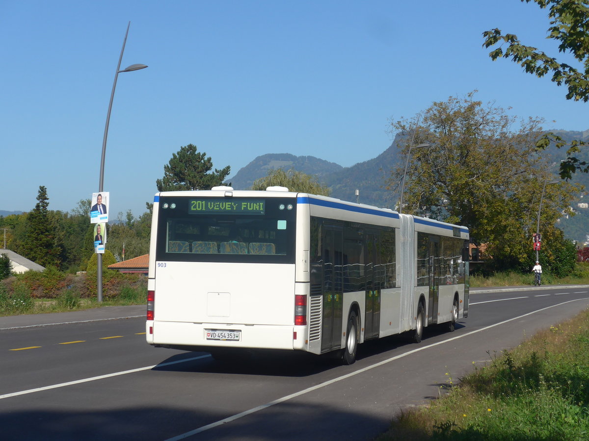 (210'319) - VMCV Clarens - Nr. 903/VD 454'353 - MAN (ex transN, La Chaux-de-Fonds Nr. 242; ex TN Neuchtel Nr. 242) am 14. Oktober 2019 in Rennaz, Hpital