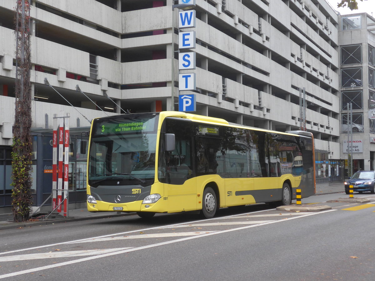 (210'758) - STI Thun - Nr. 181/BE 752'181 - Mercedes am 4. November 2019 in Thun, Postbrcke