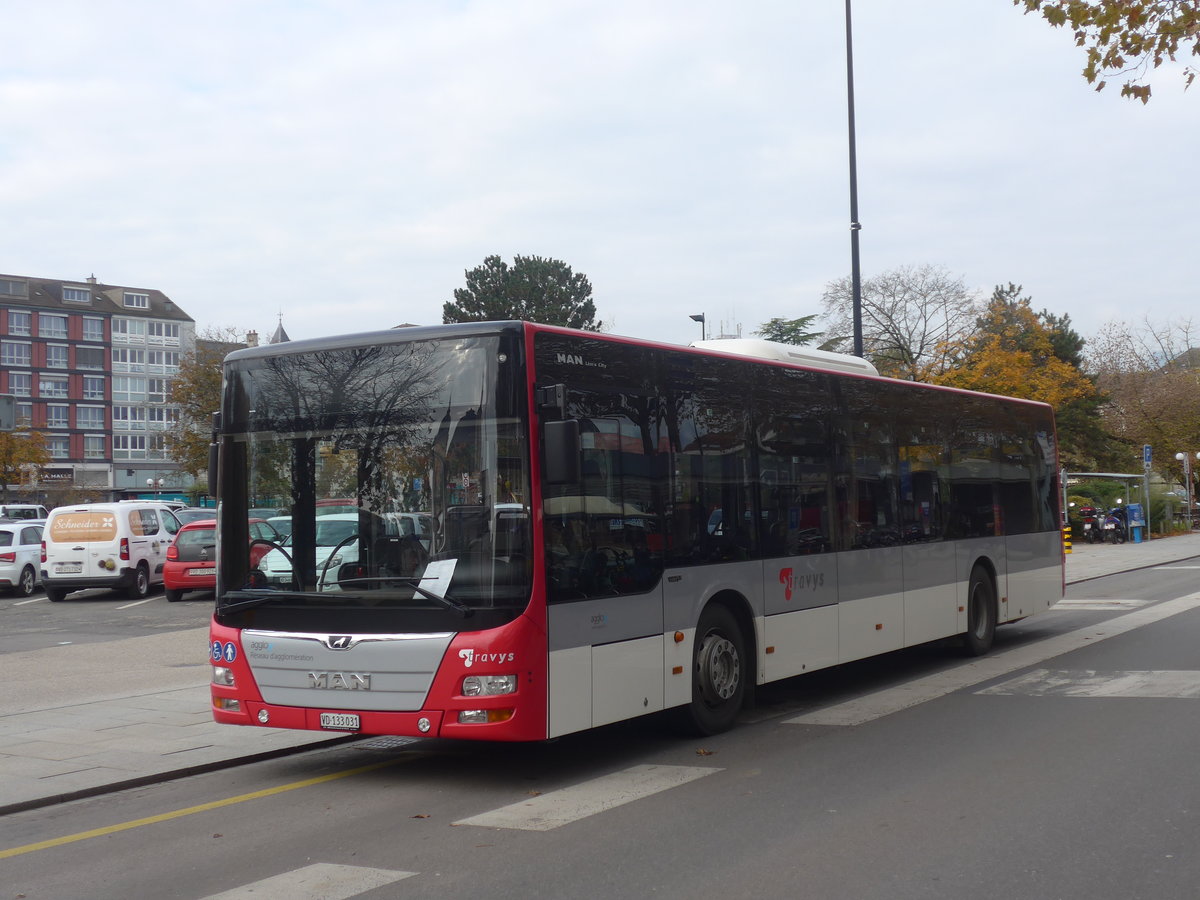 (210'913) - TRAVYS Yverdon - Nr. 116/VD 133'031 - MAN am 9. November 2019 beim Bahnhof Yverdon