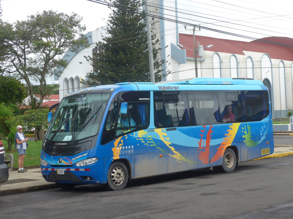 (211'325) - Transnasa, San Jos - 15'369 - Mercedes/Marcopolo am 15. November 2019 in Tilarn, Kirche