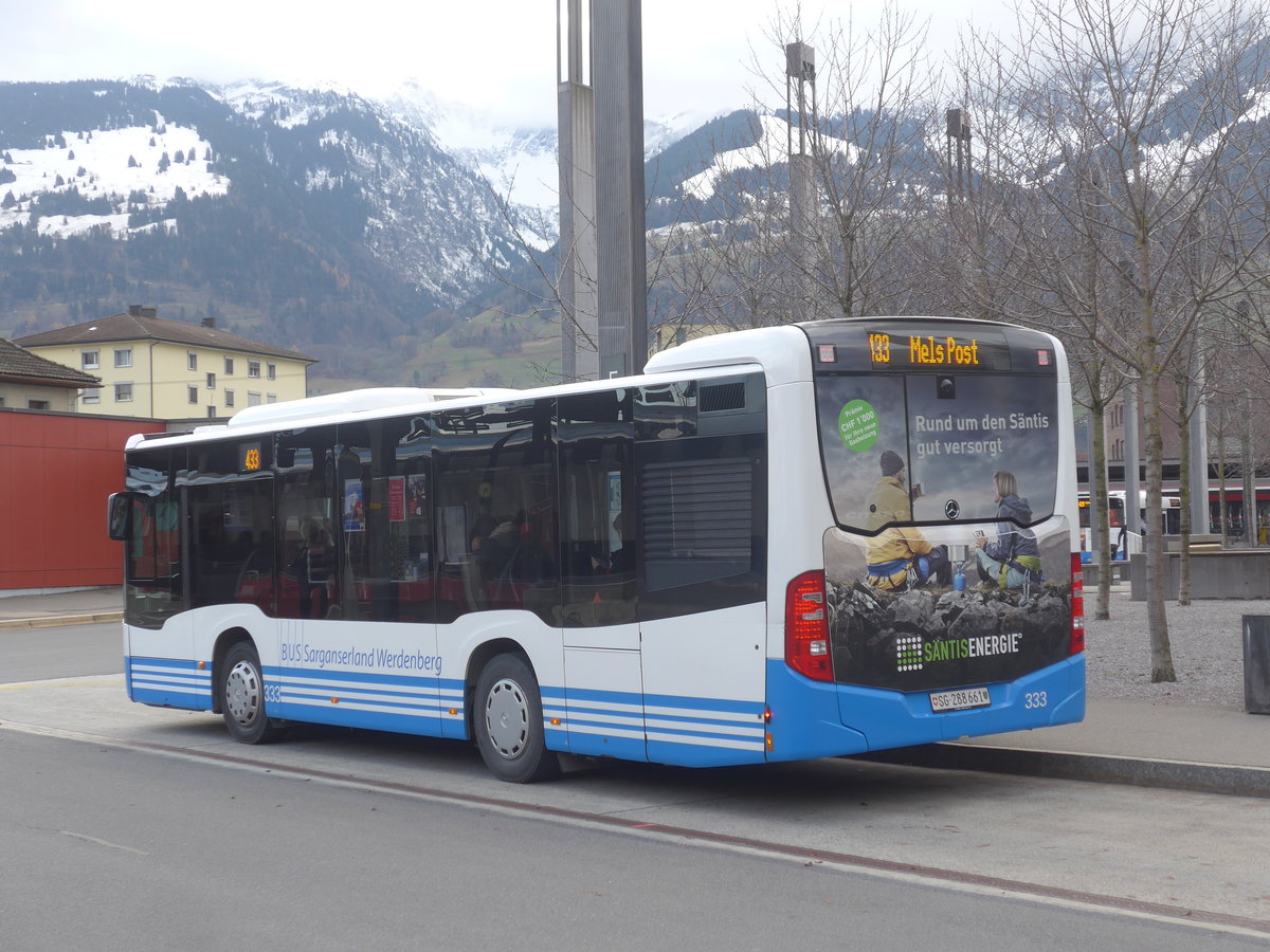 (212'651) - BSW Sargans - Nr. 333/SG 288'661 - Mercedes am 7. Dezember 2019 beim Bahnhof Sargans