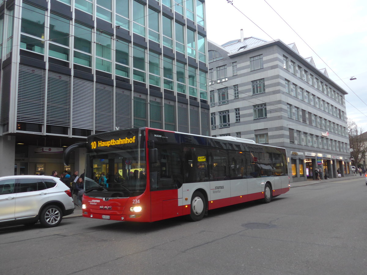 (212'662) - SW Winterthur - Nr. 234/ZH 329'234 - MAN am 7. Dezember 2019 in Winterthur, Schmidgasse