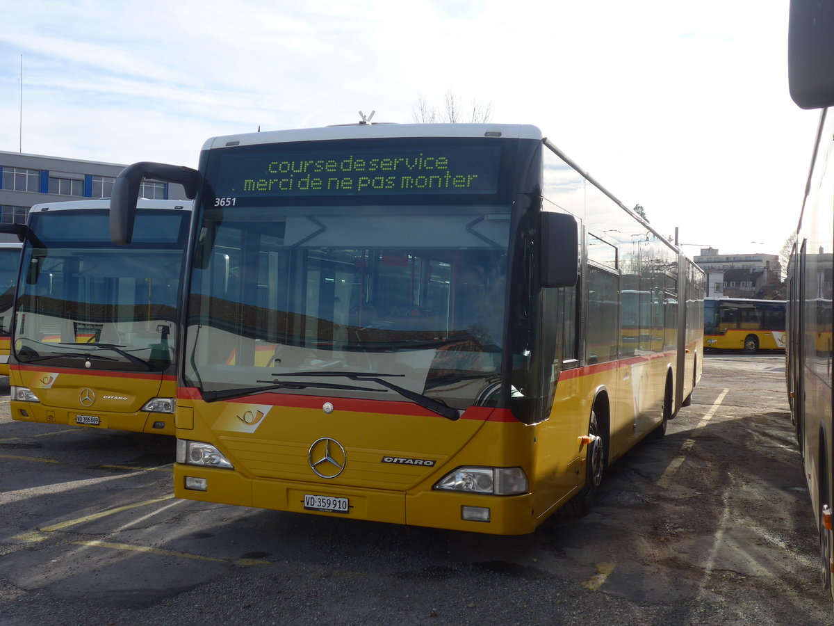 (212'782) - CarPostal Ouest - VD 359'910 - Mercedes (ex JU 7589; ex Nr. 72; ex Stucki, Porrentruy Nr. 12) am 8. Dezember 2019 in Yverdon, Garage