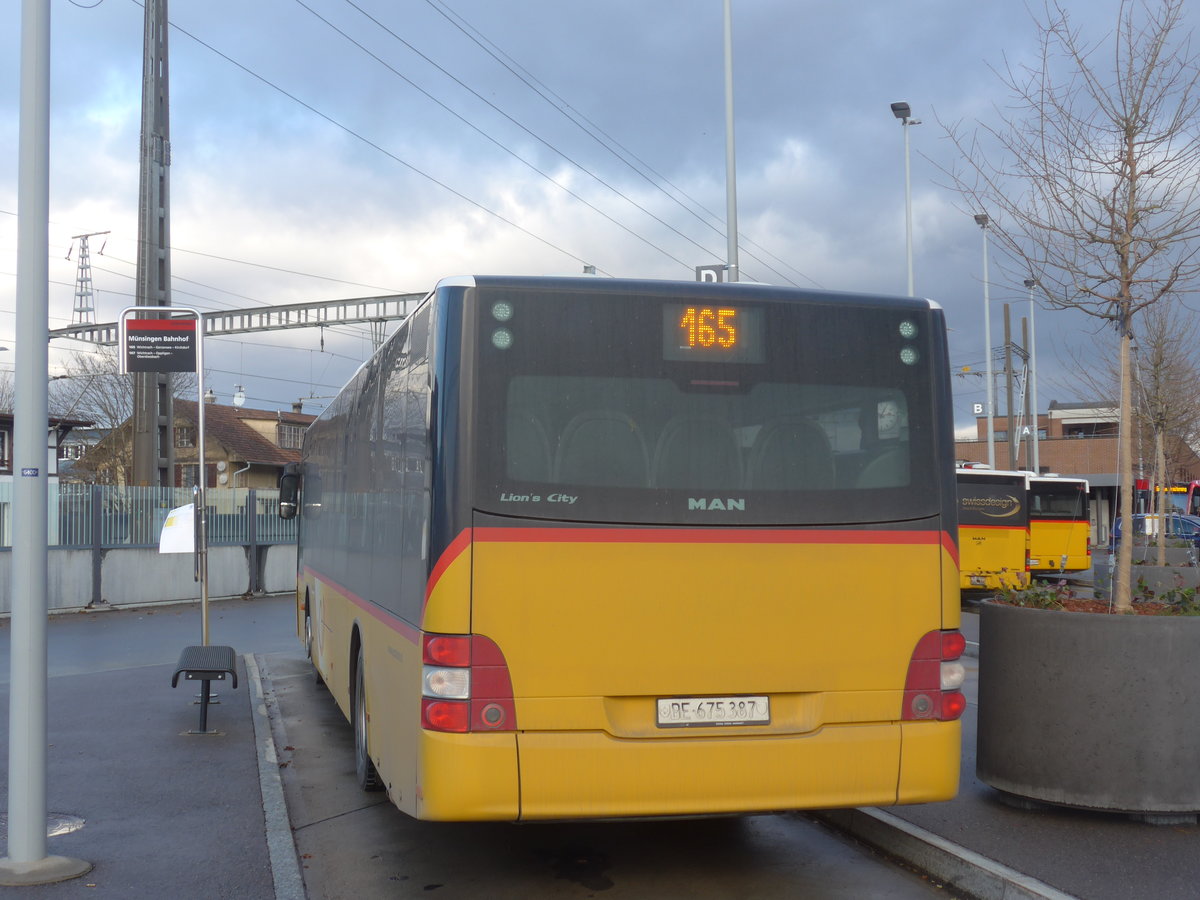 (212'901) - PostAuto Bern - Nr. 541/BE 675'387 - MAN am 14. Dezember 2019 beim Bahnhof Mnsingen