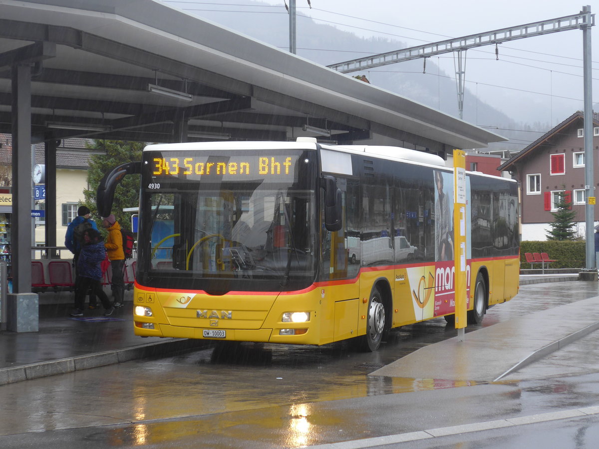 (213'069) - PostAuto Zentralschweiz - Nr. 6/OW 10'003 - MAN (ex Dillier, Sarnen Nr. 6) am 22. Dezember 2019 beim Bahnhof Sarnen