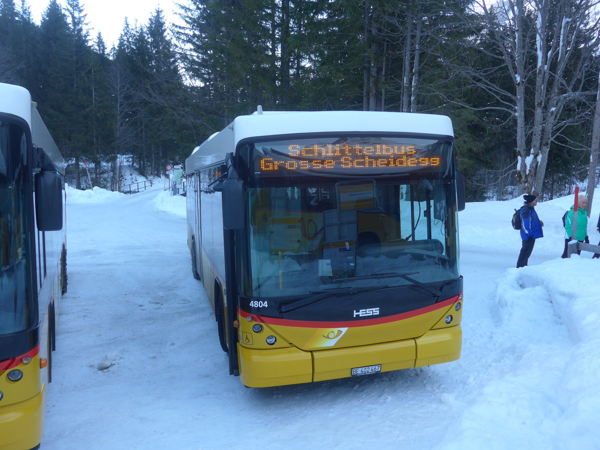 (213'409) - PostAuto Bern - BE 402'467 - Scania/Hess (ex AVG Meiringen Nr. 67; ex AVG Meiringen Nr. 76; ex Steiner, Messen) am 5. Januar 2020 auf der Schwarzwaldalp