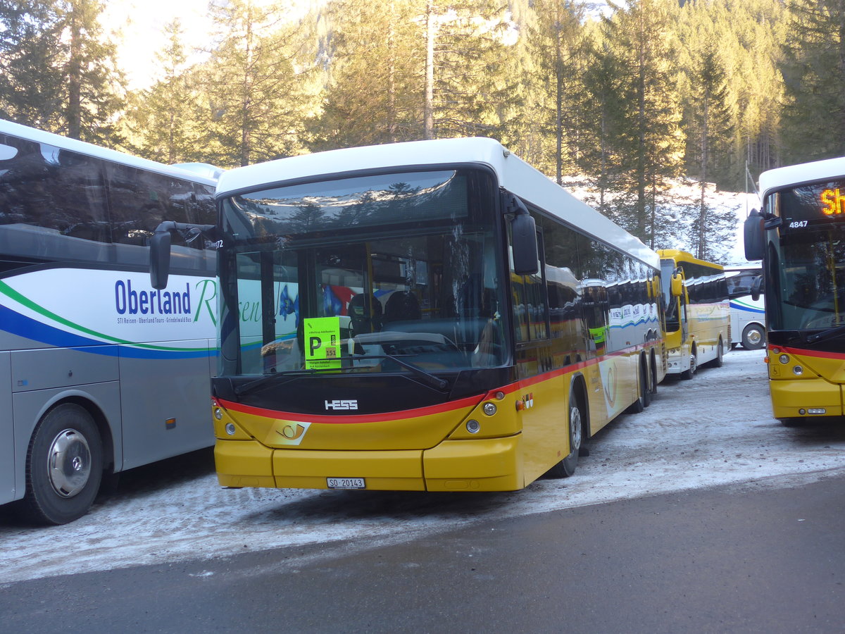 (213'629) - Steiner, Messen - SO 20'143 - Scania/Hess (ex SO 136'226) am 11. Januar 2020 in Adelboden, Unter dem Birg