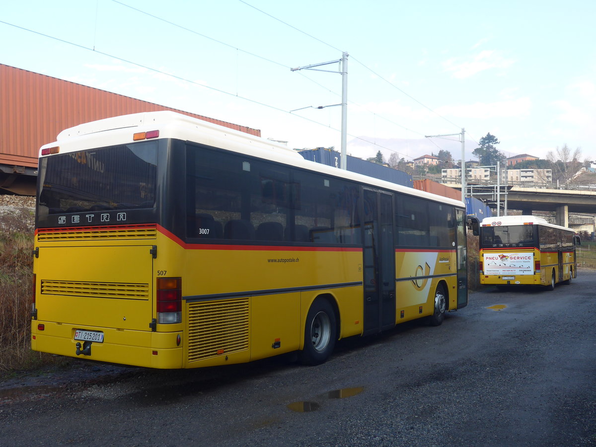 (213'863) - Autopostale, Muggio - Nr. 507/TI 215'201 - Setra (ex AutoPostale Ticino Nr. 507; ex P 25'698) am 18. Januar 2020 in Balerna, Garage