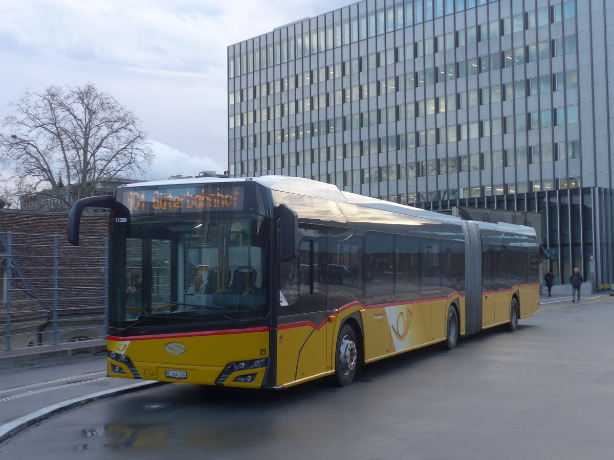 (214'004) - Steiner, Ortschwaben - Nr. 21/BE 344'334 - Solaris am 28. Januar 2020 in Bern, Postautostation