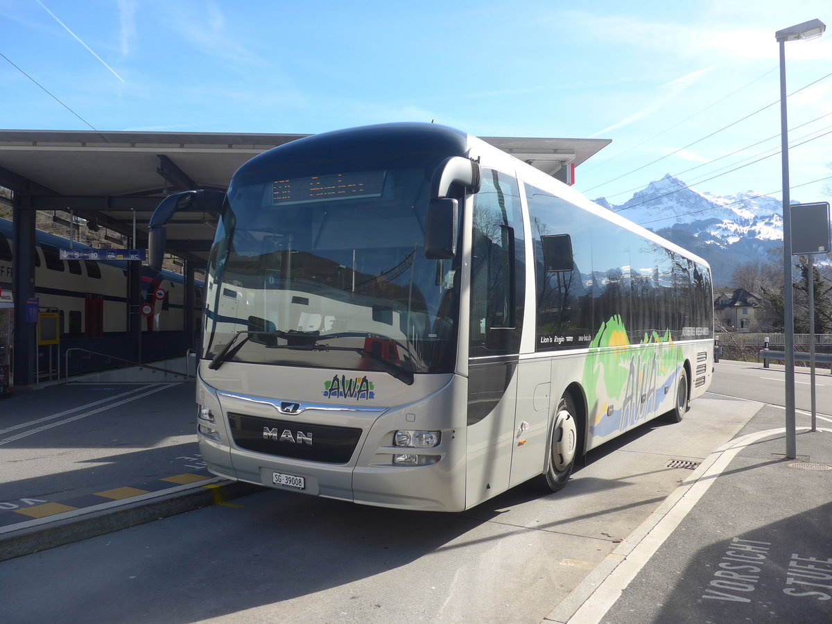 (214'188) - AWA Amden - Nr. 8/SG 39'008 - MAN am 15. Februar 2020 beim Bahnhof Ziegelbrcke