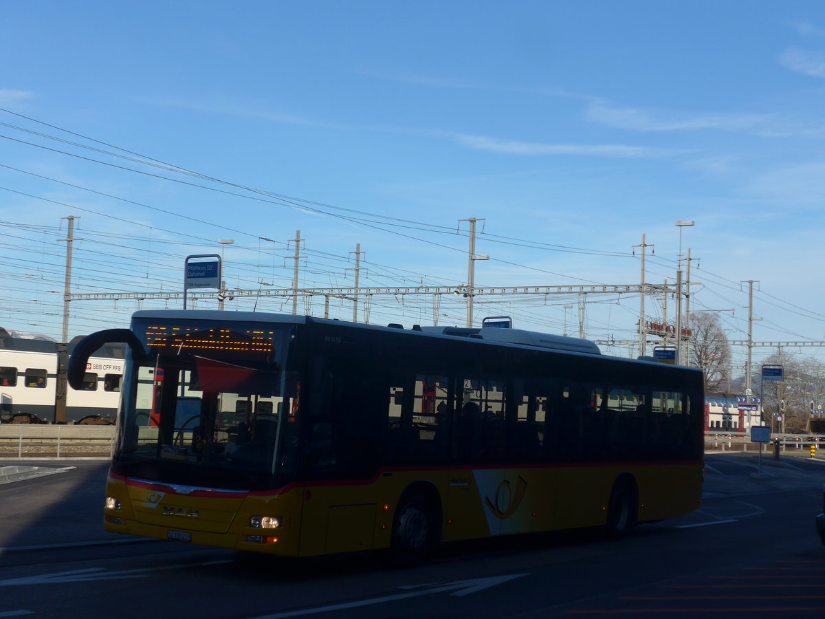 (214'211) - Lienert&Ehrler, Einsiedeln - SZ 110'233 - MAN (ex Schuler, Feusisberg) am 15. Februar 2020 beim Bahnhof Pfffikon