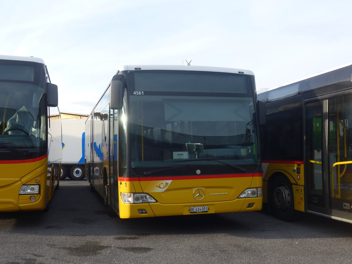 (214'233) - PostAuto Bern - Nr. 1/BE 414'001 - Mercedes (ex Klopfstein, Laupen Nr. 1) am 16. Februar 2020 in Kerzers, Interbus