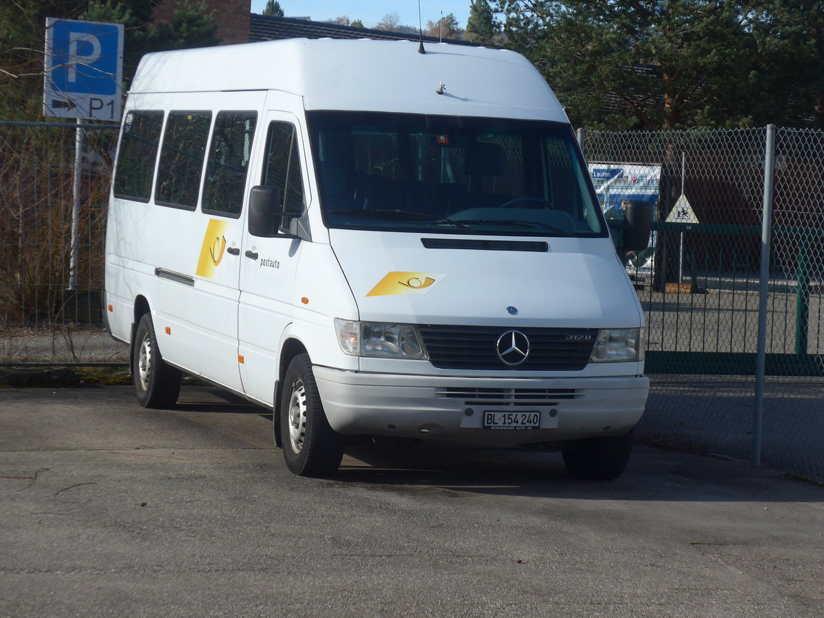 (214'331) - PostAuto Nordschweiz - BL 154'240 - Mercedes am 16. Februar 2020 in Laufen, Garage