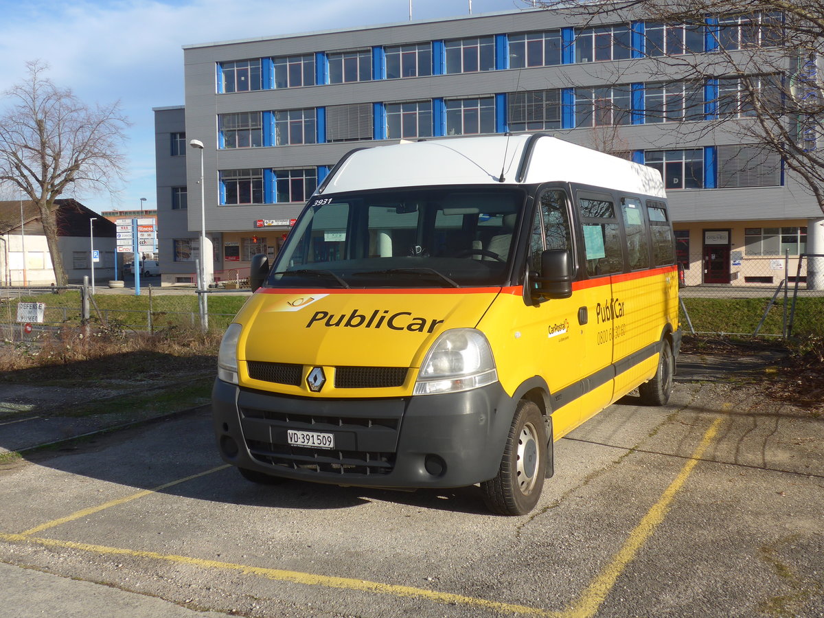 (214'342) - CarPostal Ouest - VD 391'509 - Renault am 16. Februar 2020 in Yverdon, Garage