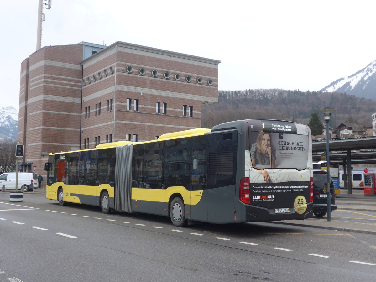 (214'409) - STI Thun - Nr. 704/BE 434'704 - Mercedes am 17. Februar 2020 beim Bahnhof Spiez