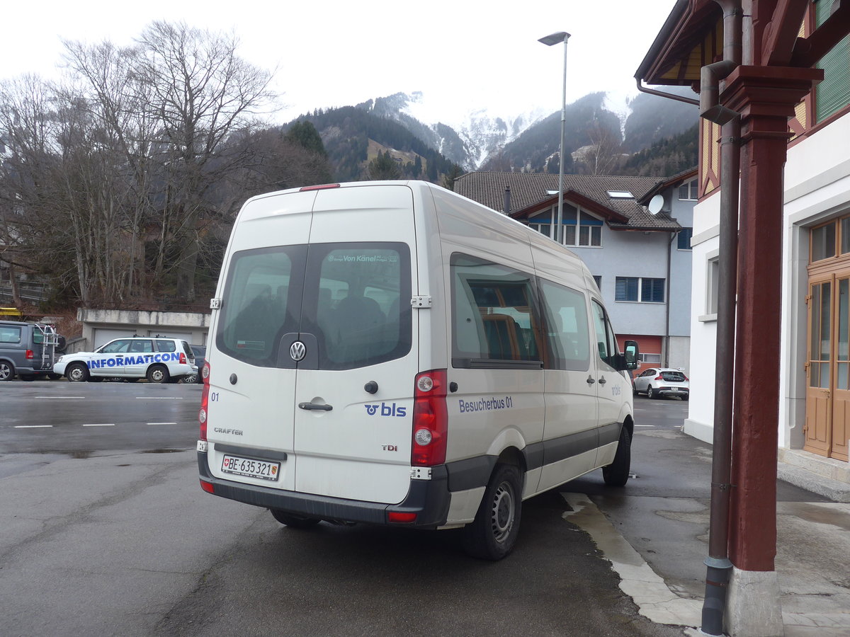 (214'468) - BLS Bern - Nr. 1/BE 635'321 - VW am 19. Februar 2020 in Frutigen, Alter Bahnhof