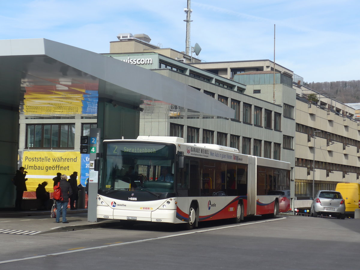 (214'633) - RVBW Wettingen - Nr. 140/AG 19'403 - Scania/Hess am 20. Februar 2020 beim Bahnhof Baden