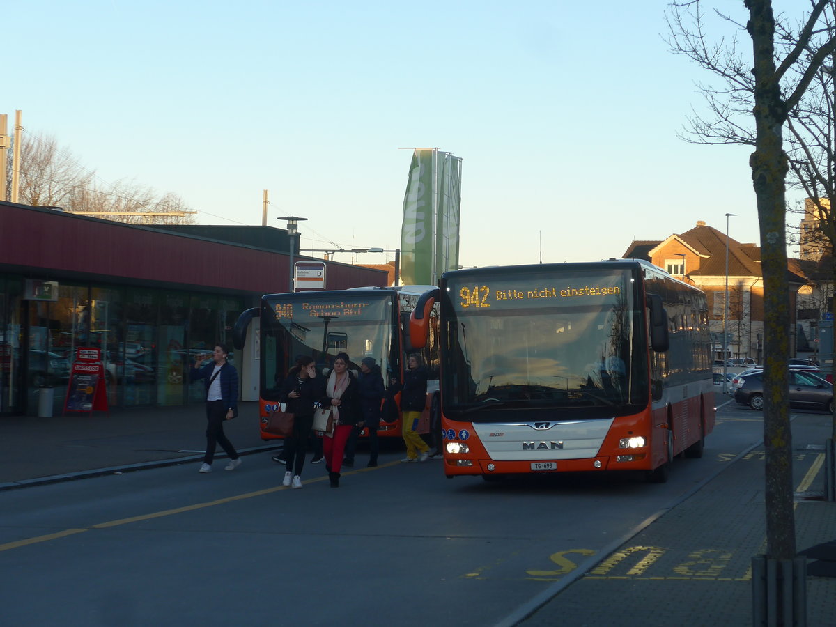 (214'696) - AOT Amriswil - Nr. 414/TG 693 - MAN am 20. Februar 2020 beim Bahnhof Amriswil