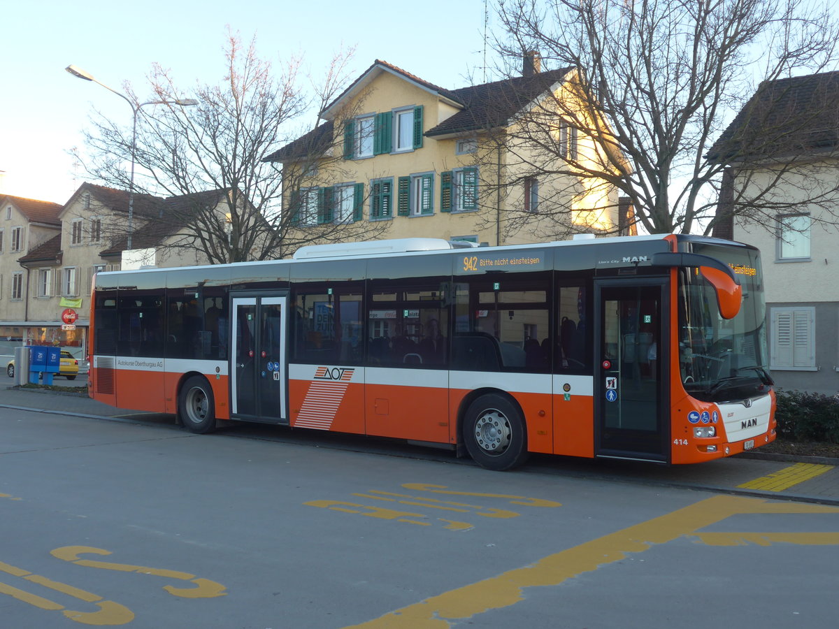 (214'698) - AOT Amriswil - Nr. 414/TG 693 - MAN am 20. Februar 2020 beim Bahnhof Amriswil