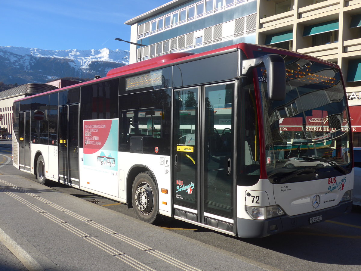 (214'813) - PostAuto Wallis - Nr. 72/VS 415'457 - Mercedes (ex Lathion, Sion Nr. 72) am 22. Februar 2020 beim Bahnhof Sion