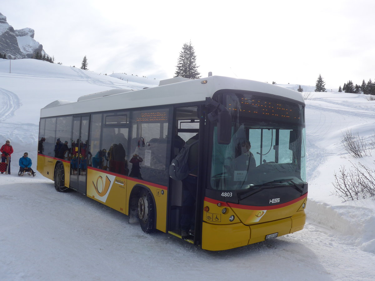 (215'090) - PostAuto Bern - BE 403'166 - Scania/Hess (ex AVG Meiringen Nr. 66; ex Steiner, Messen) am 8. Mrz 2020 in Grindelwald, Schrmstutz