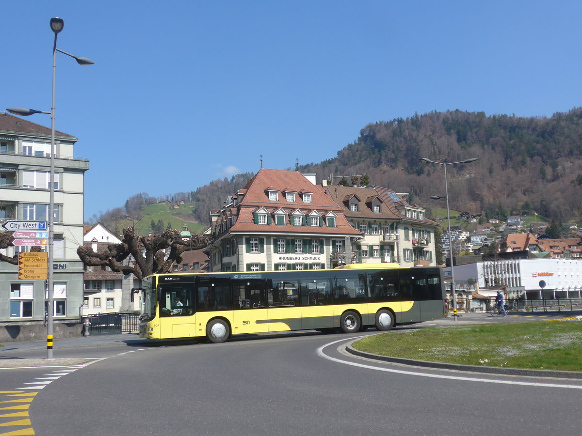 (215'797) - STI Thun - Nr. 601/BE 865'601 - MAN am 2. April 2020 in Thun, Maulbeerplatz