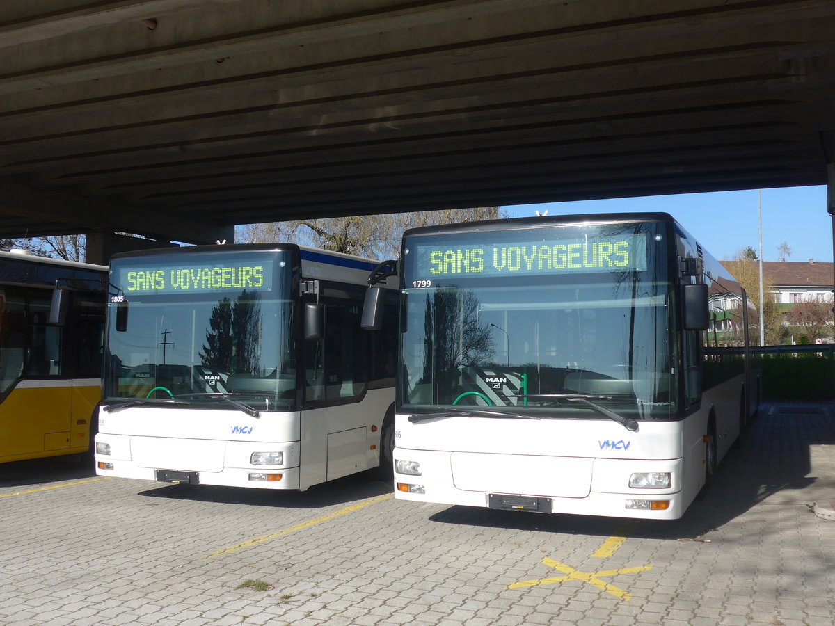 (215'841) - VMCV Clarens - Nr. 906 - MAN (ex transN, La Chaux-de-Fonds Nr. 243; ex TN Neuchtel Nr. 243) am 4. April 2020 in Kerzers, Murtenstrasse