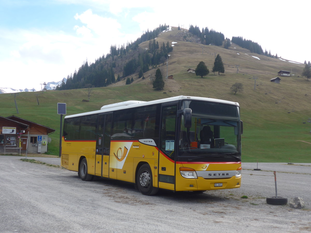 (216'184) - Spring, Schwenden - BE 26'672 - Setra am 17. April 2020 in Grimmialp, Parkplatz