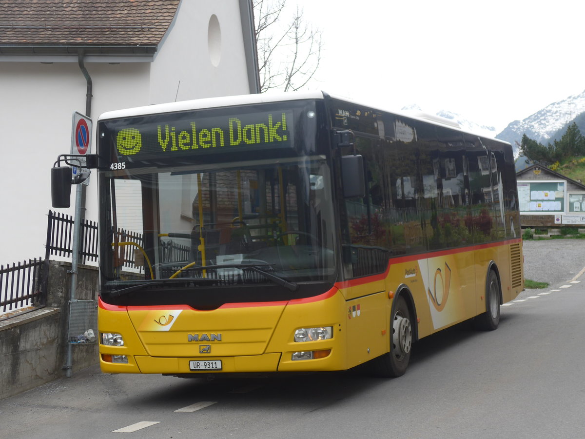 (216'551) - AAGU Altdorf - Nr. 72/UR 9311 - MAN/Gppel (ex PostAuto Bern; ex PostAuto Bern Nr. 217; ex RBS Worblaufen Nr. 217) am 28. April 2020 in Gurtnellen, Dorf