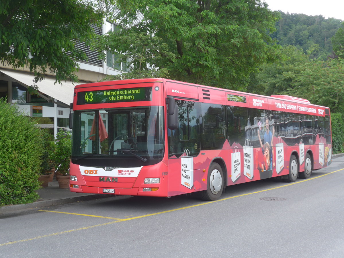 (218'031) - STI Thun - Nr. 160/BE 752'160 - MAN am 14. Juni 2020 bei der Schifflndte Thun