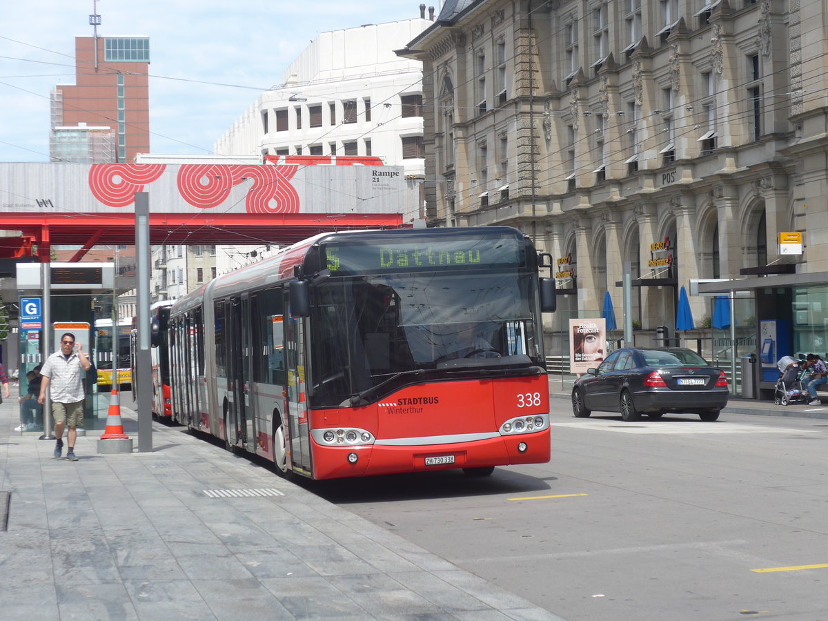 (218'237) - SW Winterthur - Nr. 338/ZH 730'338 - Solaris am 28. Juni 2020 beim Hauptbahnhof Winterthur