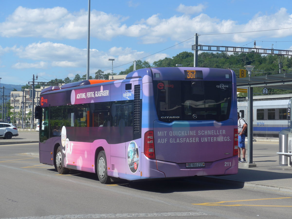 (218'389) - RBS Worblaufen - Nr. 211/BE 800'211 - Mercedes am 4. Juli 2020 beim Bahnhof Lyss