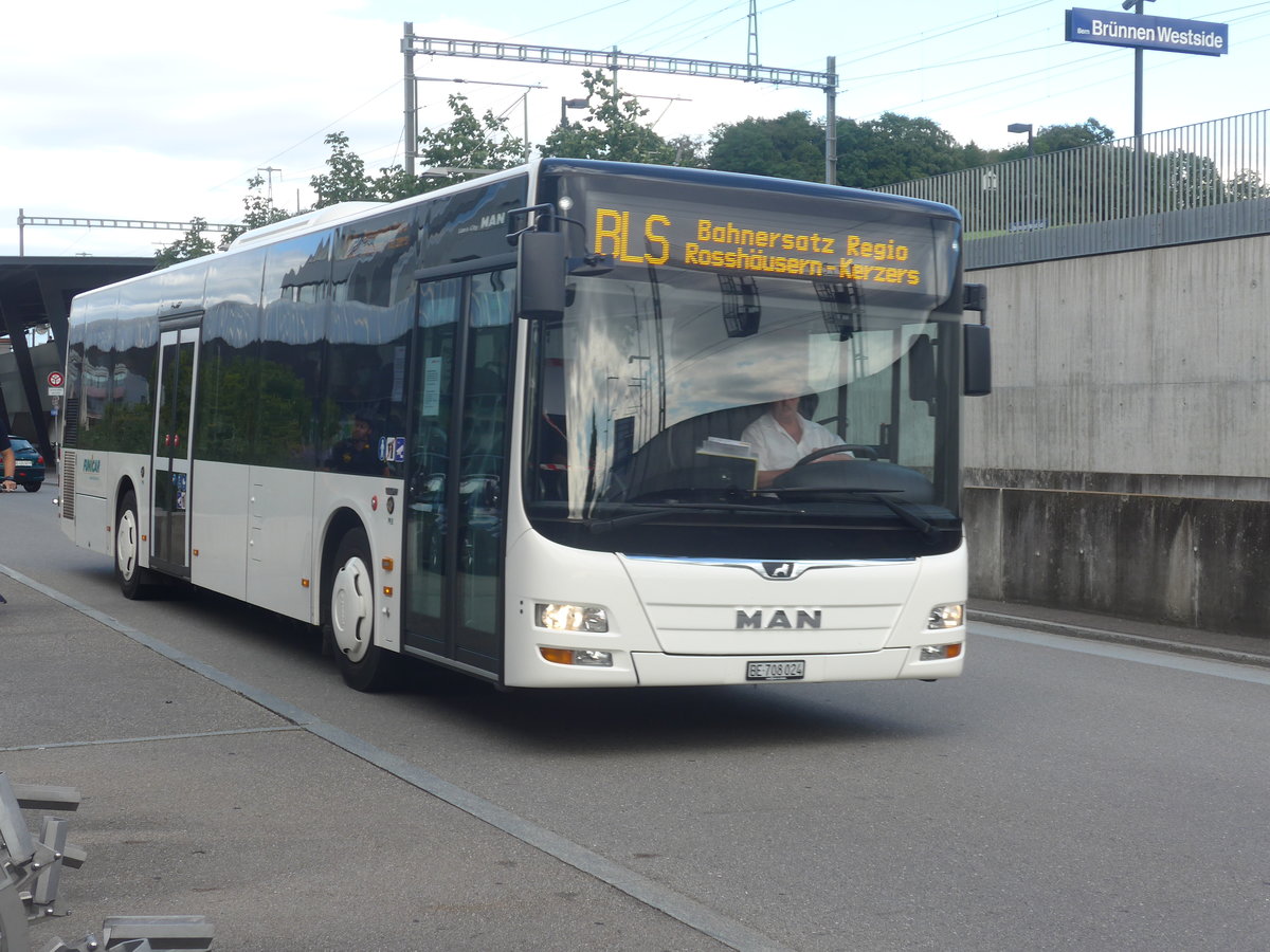 (218'592) - Funi-Car, Biel - Nr. 24/BE 708'024 - MAN am 6. Juli 2020 beim Bahnhof Bern Brnnen Westside