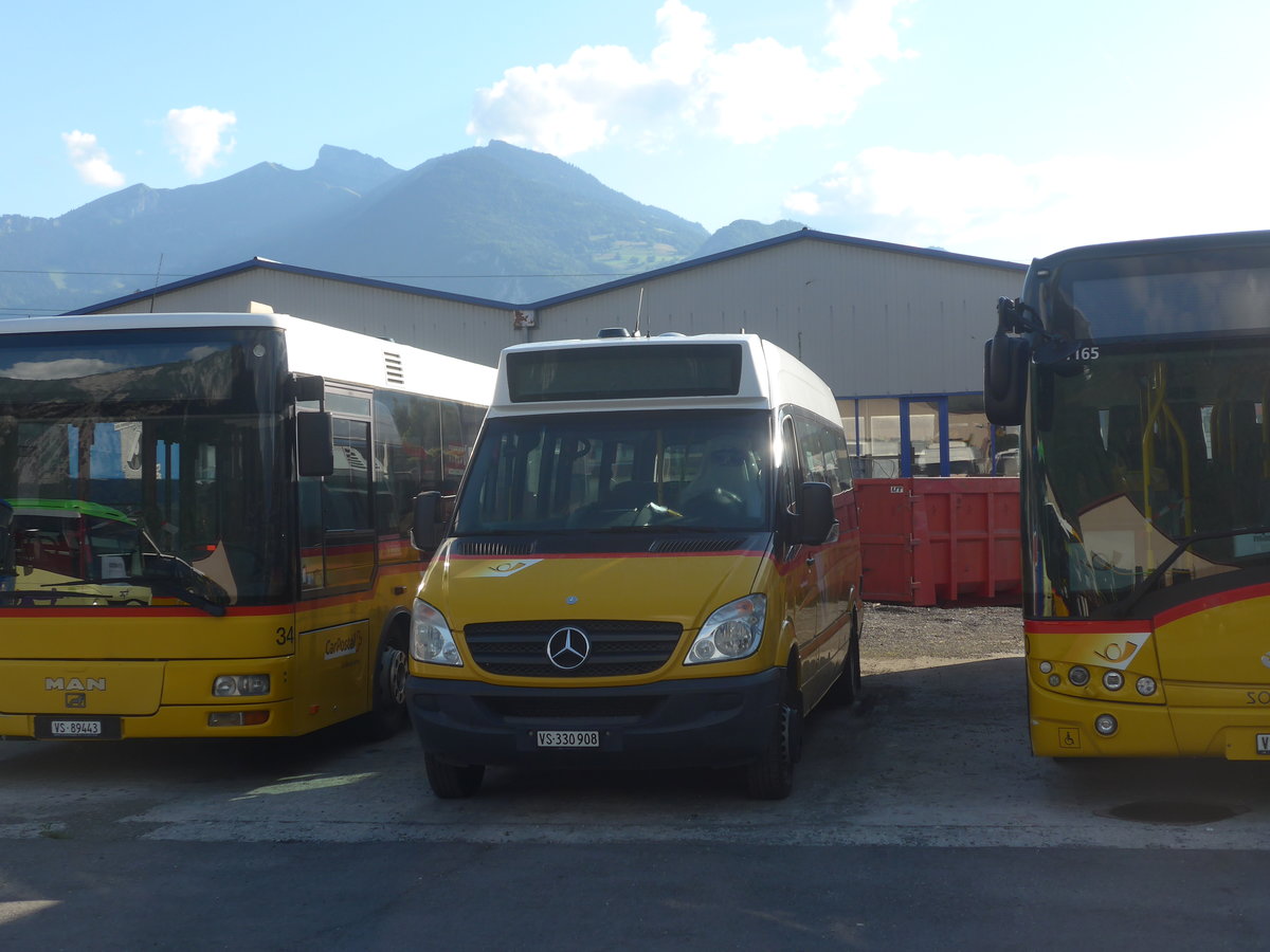 (218'953) - TPC Aigle - Nr. CP01/VS 330'908 - Mercedes (ex PostAuto Wallis; ex Epiney, Ayer) am 25. Juli 2020 in Collombey, Garage