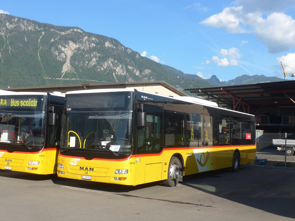 (218'958) - TPC Aigle - Nr. CP14/VS 205'620 - MAN (ex MOB Montreux) am 25. Juli 2020 in Collombey, Garage